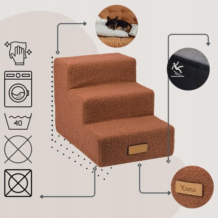 Sofatreppe für Hunde und Katzen – Hundetreppe für Bett & Sofa – 3- oder 4-stufig, rutschfest & wasch