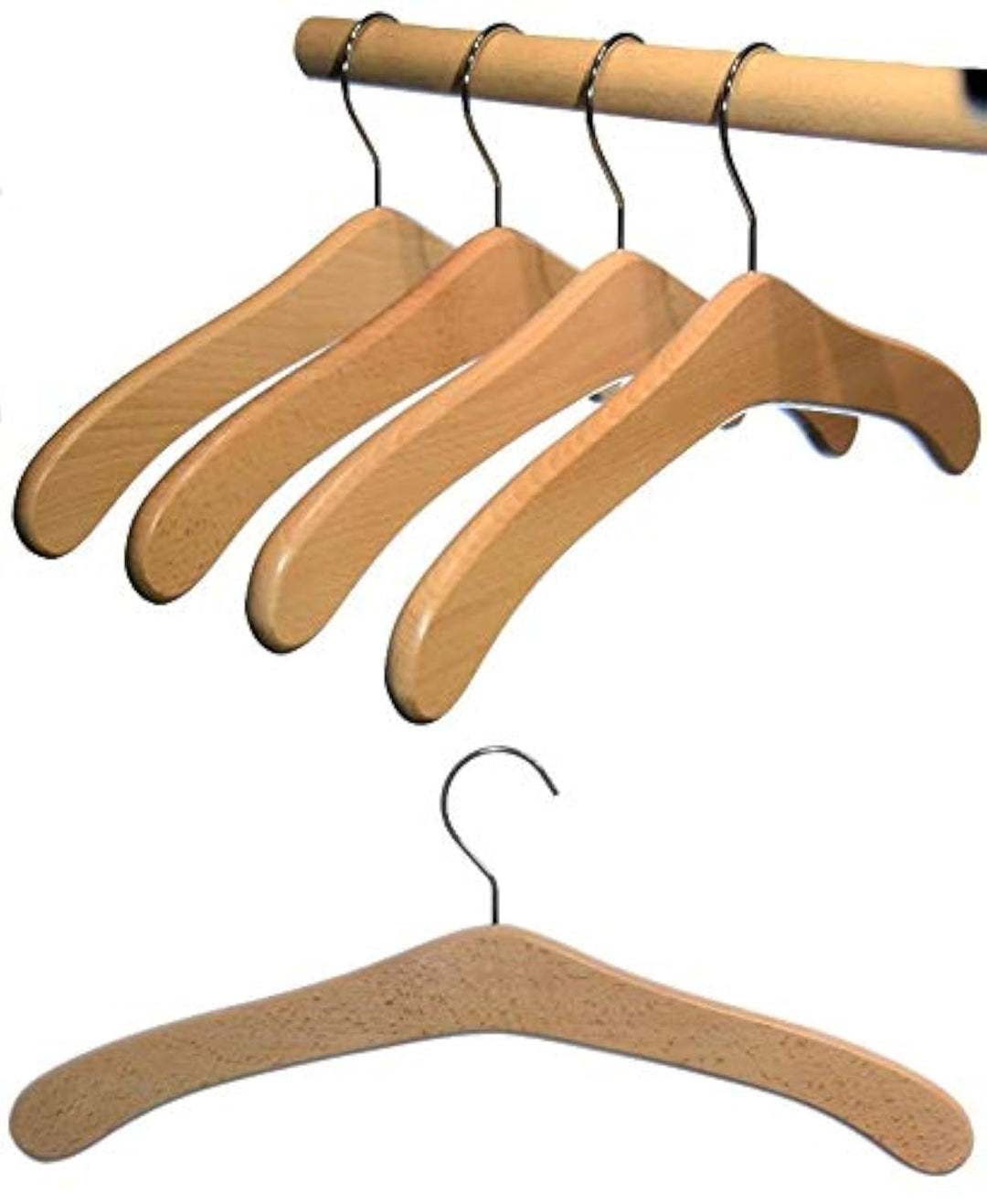 Kleiderbügel aus Holz 5 St. Garderobenbügel aus Buchenholz, Made in Austria (Natur lackiert), Natur
