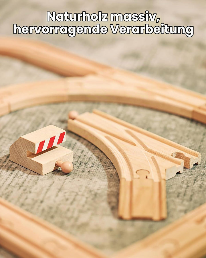 SainSmart Jr. Holzeisenbahn, 52-teilig, Gleiserweiterung, kompatibel mit Allen gängigen Marken, Eise