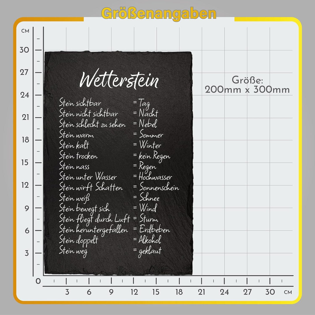 Finest Folia Wetterstein Wetterstation 20x30cm Schieferplatte für Garten Balkon Deko Schiefertafel T