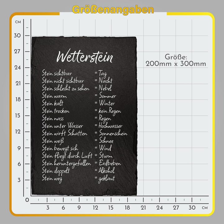 Finest Folia Wetterstein Wetterstation 20x30cm Schieferplatte für Garten Balkon Deko Schiefertafel T