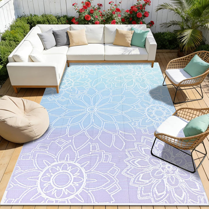 Wetterfest Wendbarer Outdoor Teppich (Bläulich-Violett, 180 x 270 cm) Bläulich-violett 180 x 270 cm,