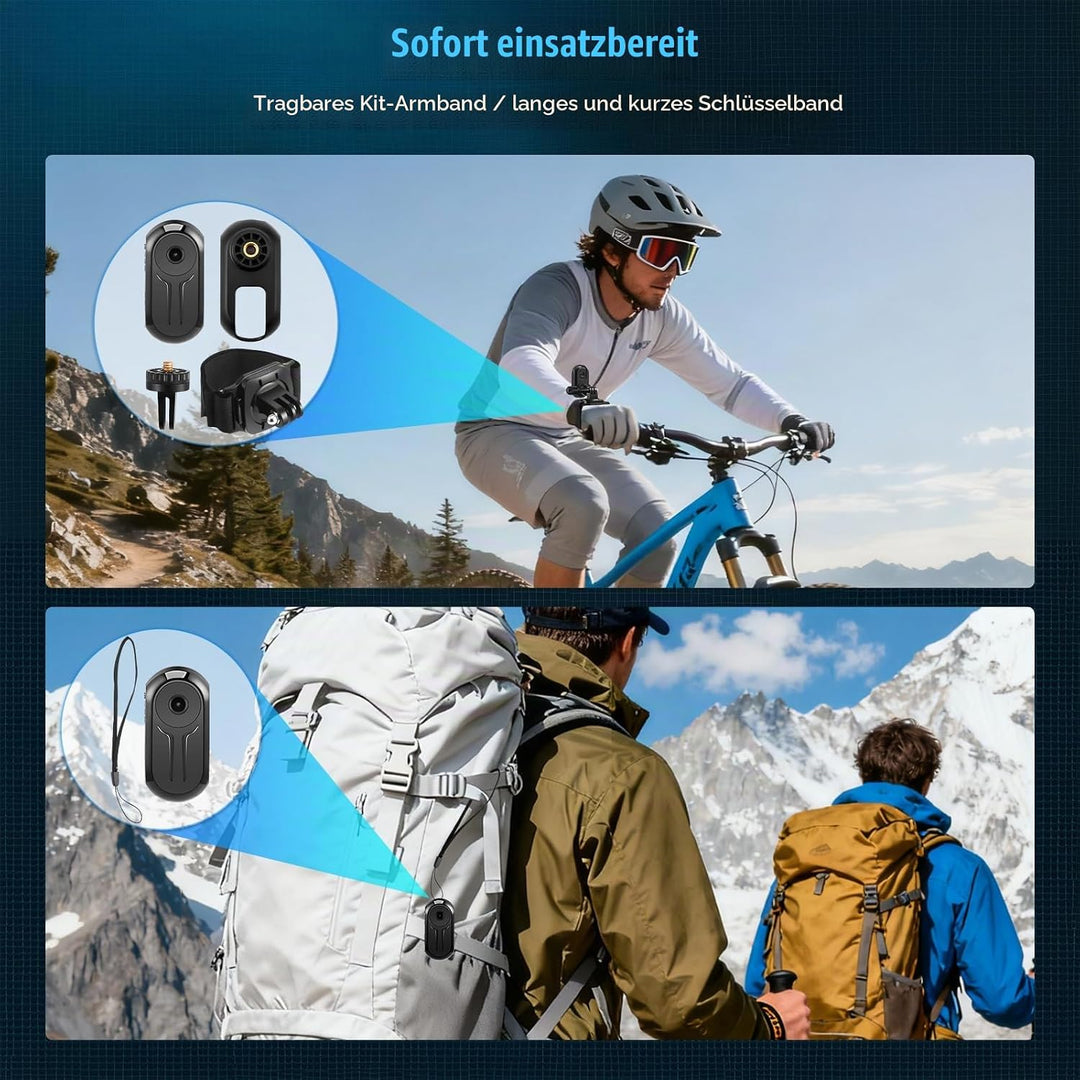 Bodycam, Mini Action Cam mit 64 GB Speicherkarte 1080P Wearable Actionkameras Wasserdichter POV Kame