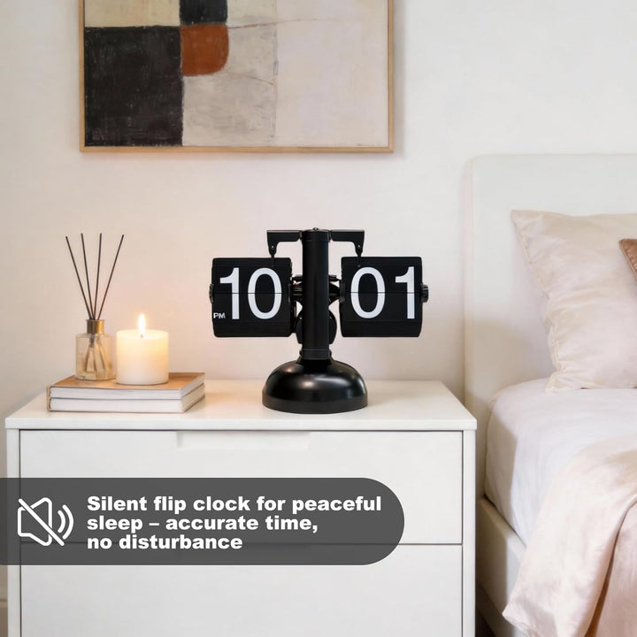 Natudeco Flip Clock Retro Flip Uhr Klappzahlenuhr Digitale Mechanische Tisch klappuhr Flip-Down-Uhr