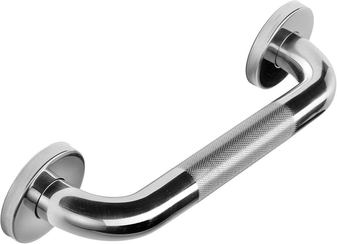 Croydex Gerader Haltegriff, Edelstahl, rutschfest, unsichtbare Befestigung, 30 cm, Chromfarben Halte