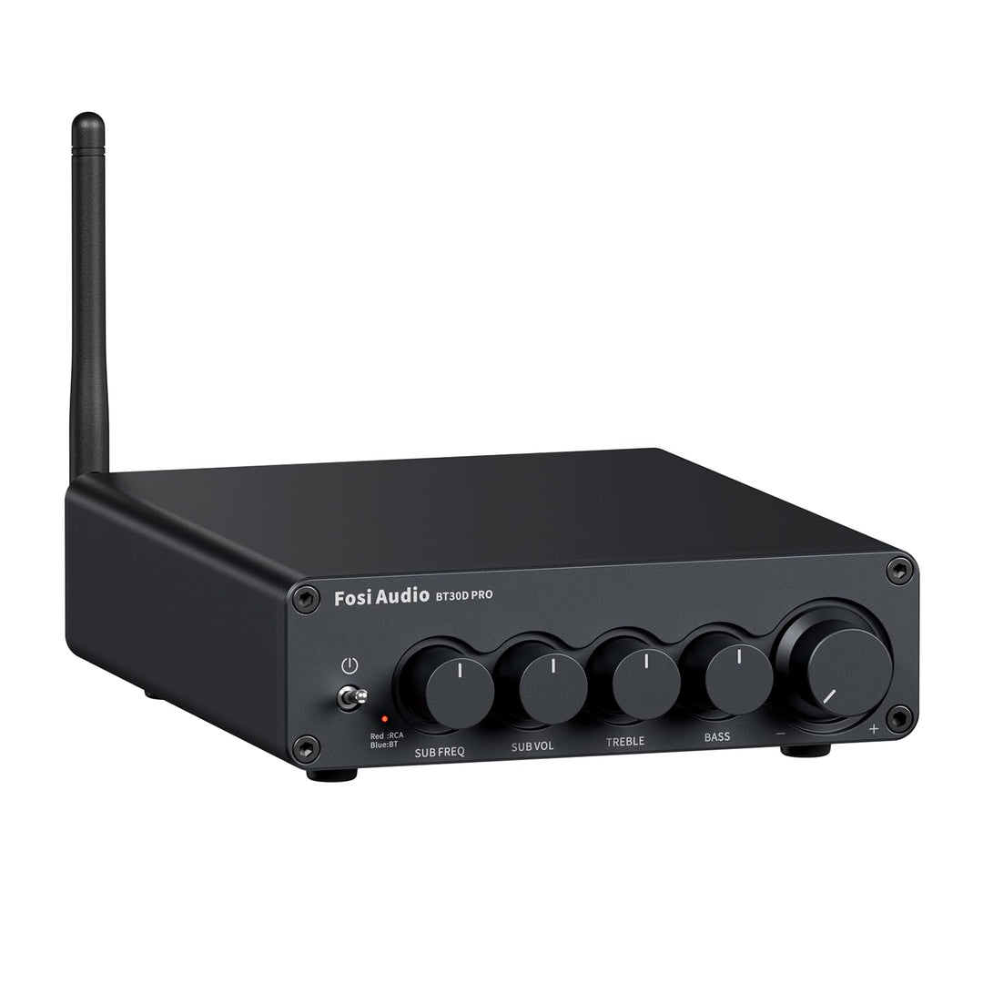 Fosi Audio BT30D Pro Bluetooth Verstärker 2.1 Kanal, Mini HiFi Verstärker mit TPA3255 Chips 165W x2+