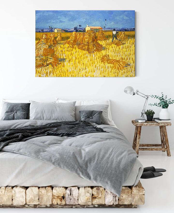 Vincent Van Gogh - Getreide-Ernte in der Provence als Leinwandbild / Grösse: 100x70 cm / Wandbild /