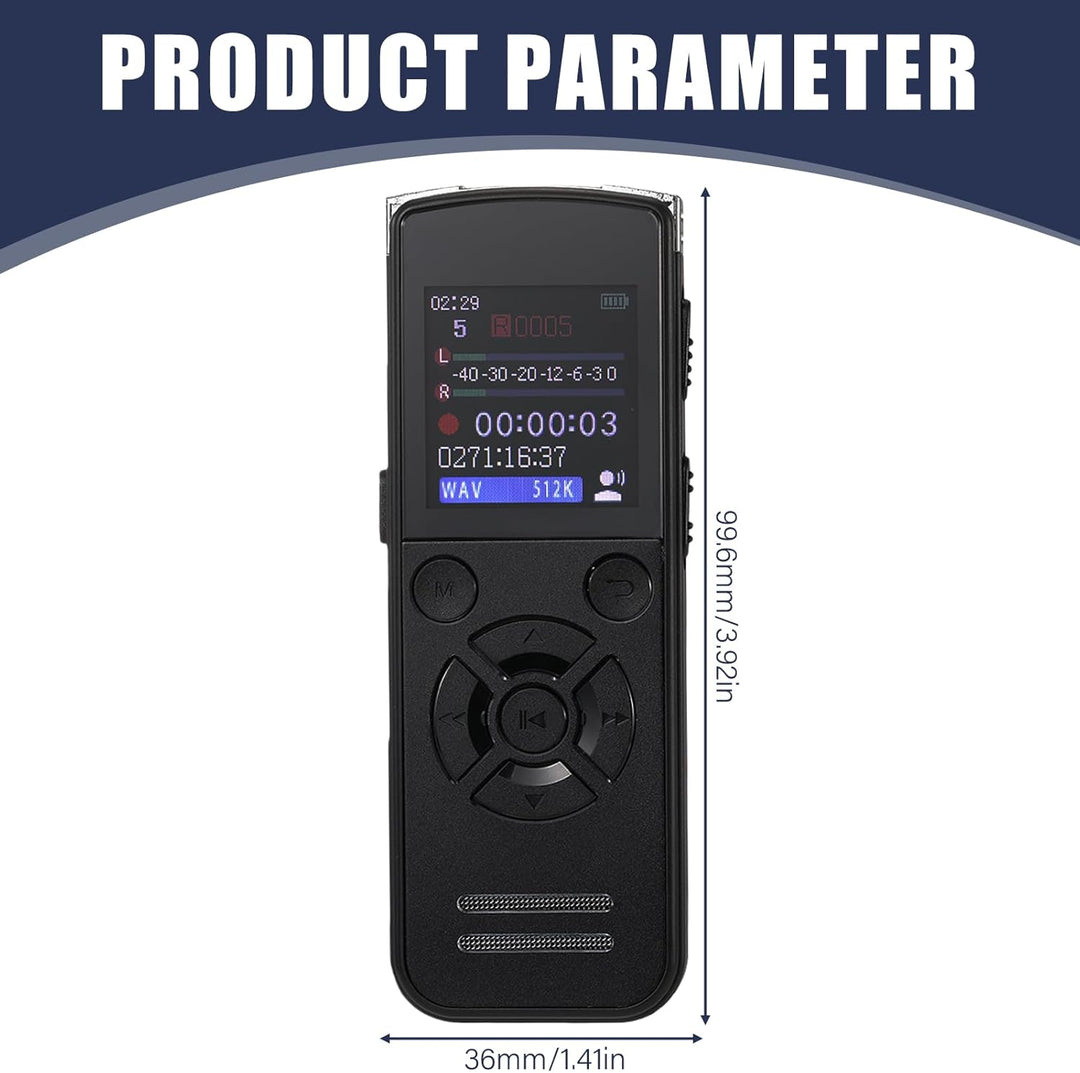 Diktiergerät 64GB Digital Voice Recorder, Tragbares Aufnahmegerät mit USB-C, One-Touch Aufnahme, Pla