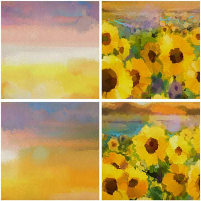 Bilder auf Leinwand 100x70cm Leinwandbild mit Rahmen Sonnenblumen Blume Gross Wanddeko Bild Schlafzi