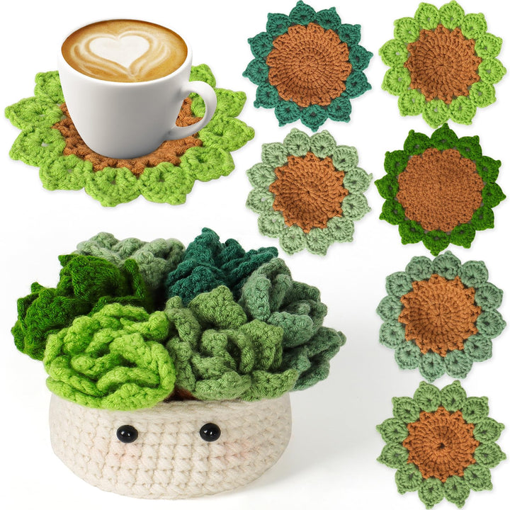 Weldomcor Häkelset für Anfänger, Häkel-Starterset Fleshiness, Blumentopf Pflanze Anfänger Häkelset,