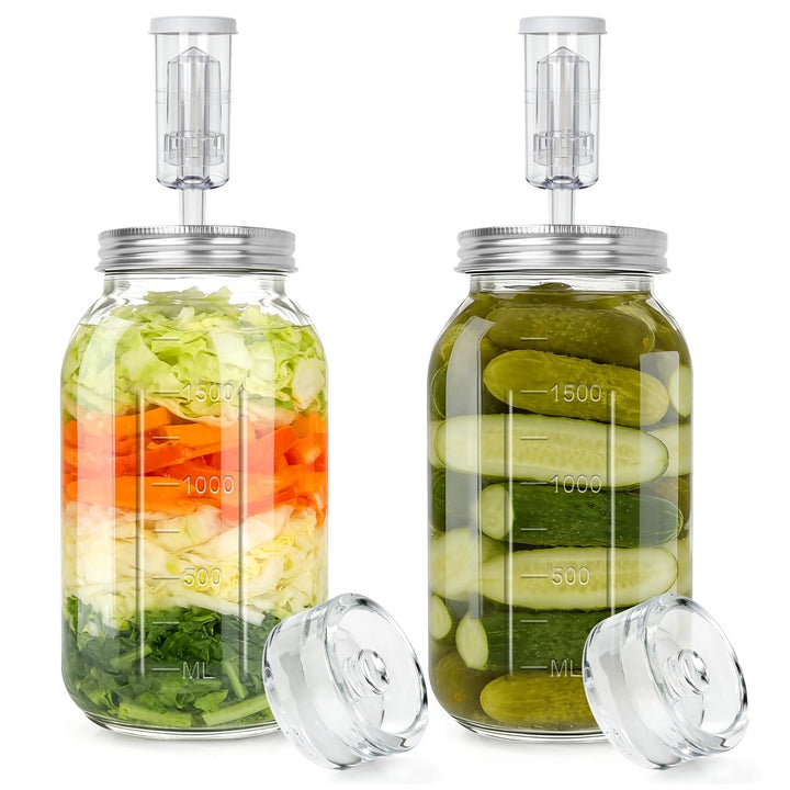 AULEEP 2L Fermentierglas mit Gewicht & Gärventil, 2er Fermentationsglas mit Fermentiergewichte, Ferm