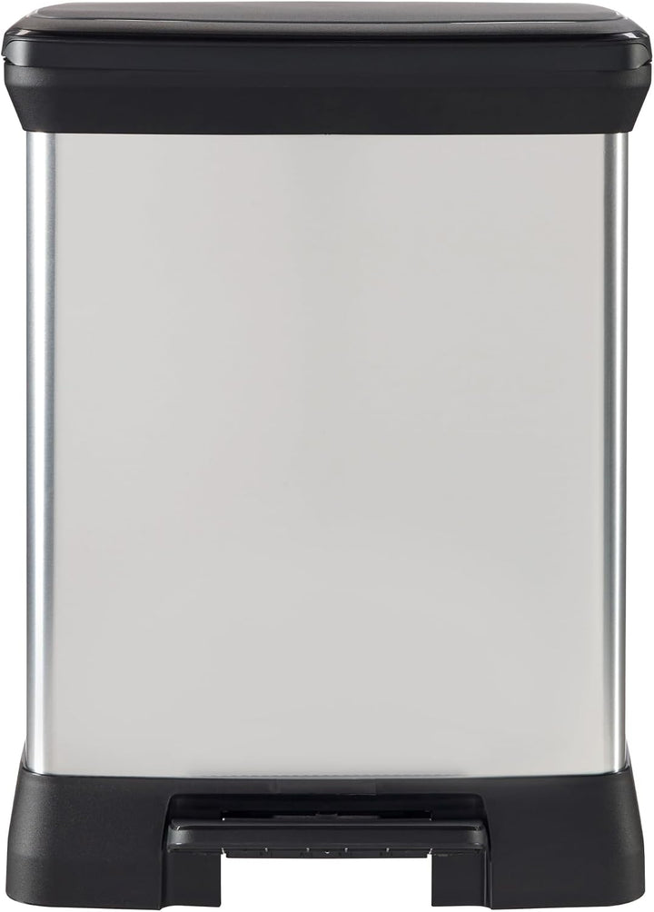 Curver Deco Bin Abfalleimer, Kunststoff, schwarz/Silber metallic, 30 L Schwarz / Silber Metallic 30