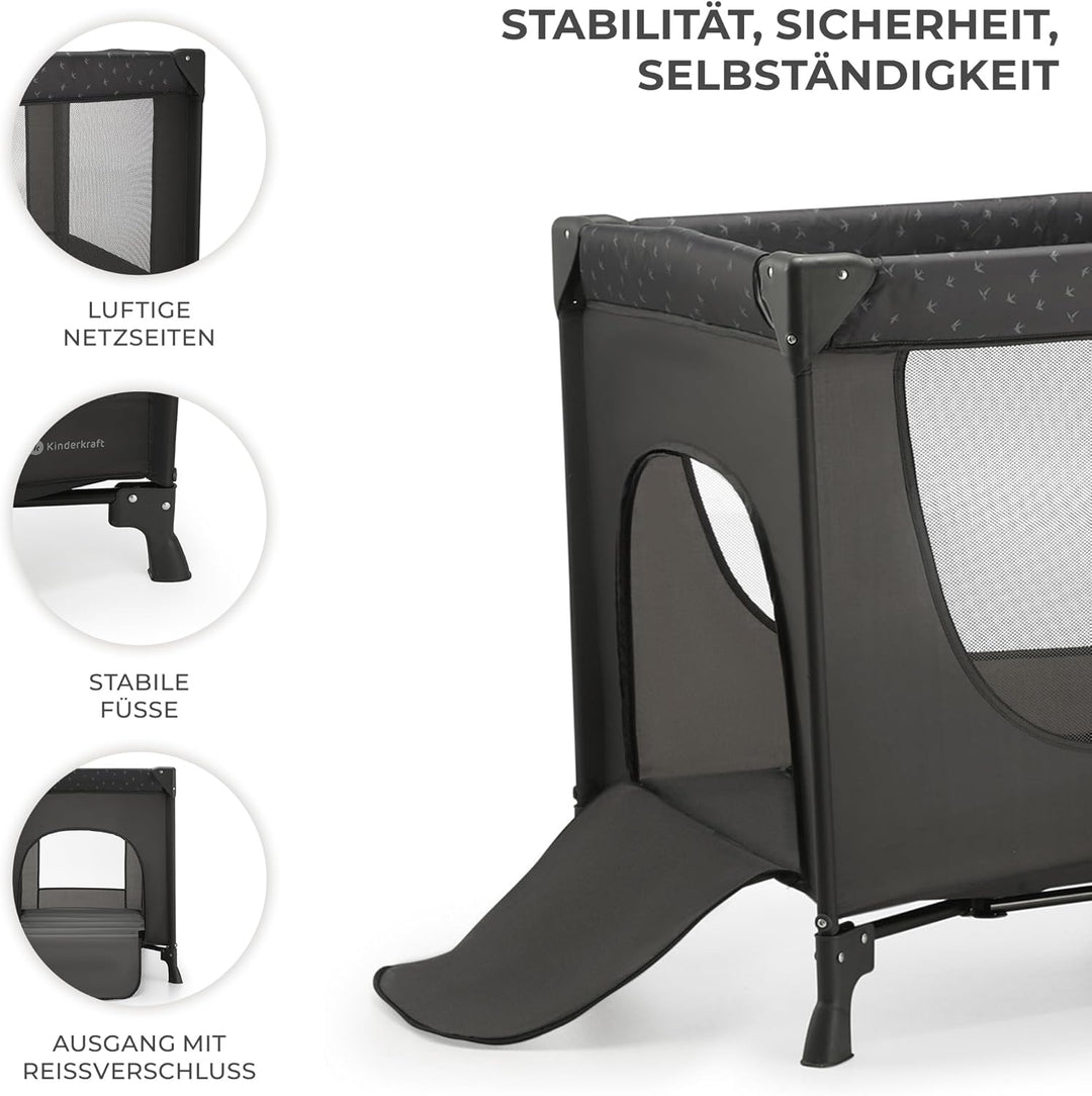 Kinderkraft Kinderreisebett Joy Light, Babybetten, Kinderbett, Reisebett, Praktisch, Modernes Design