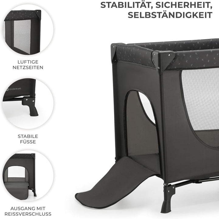 Kinderkraft Kinderreisebett Joy Light, Babybetten, Kinderbett, Reisebett, Praktisch, Modernes Design