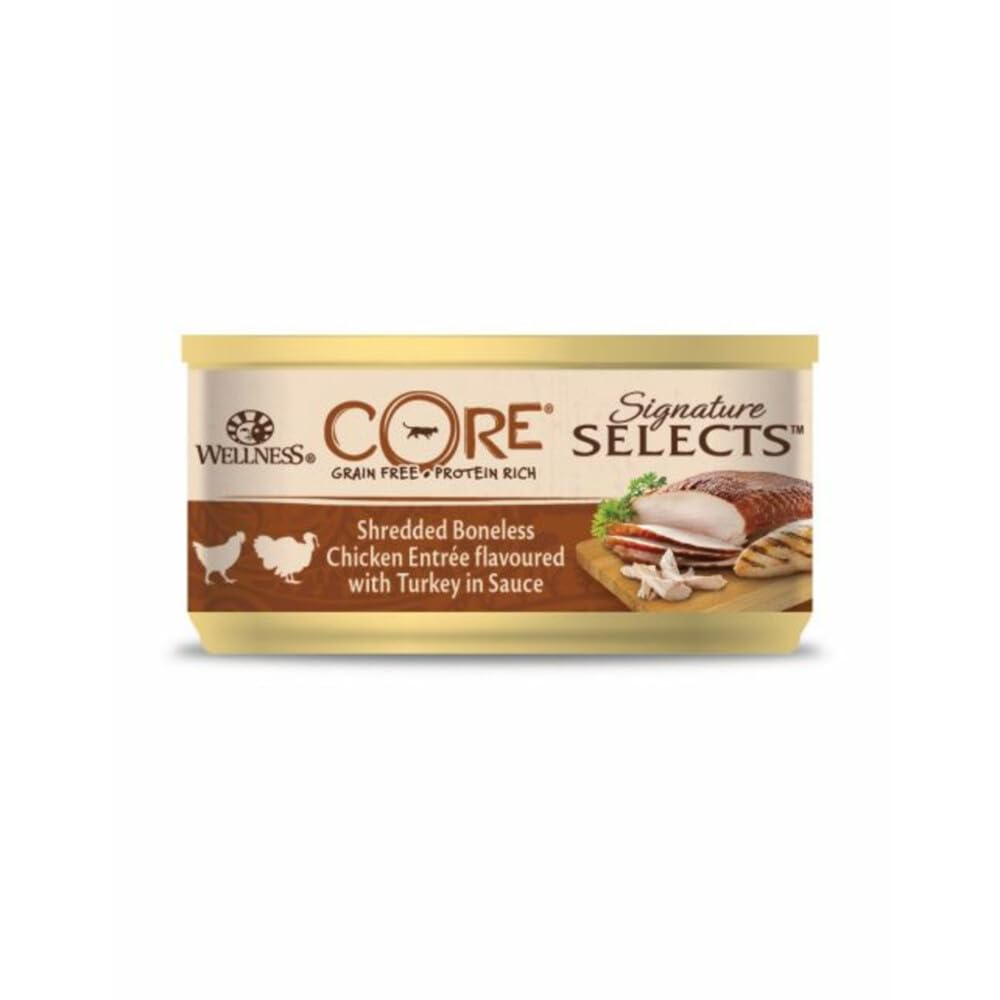 Wellness CORE Signature Selects, Katzenfutter nass in Sauce, getreidefrei, hoher Fleischanteil, Shre