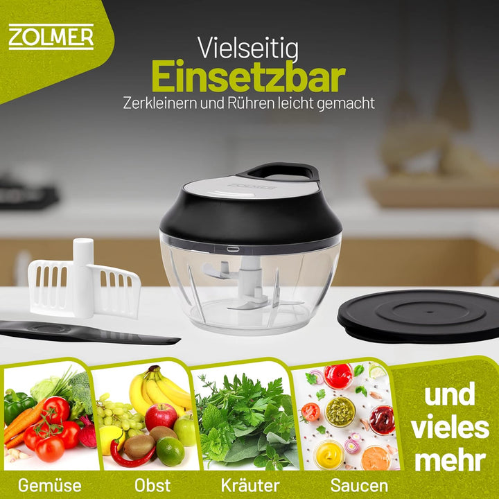 ZOLMER® Zwiebelschneider - Manueller Zerkleinerer mit Seilzug als Gemüseschneider - Multizerkleinere