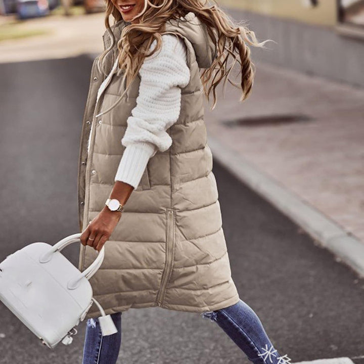Chanpning Weste Damen Lang Winter Plus Size Long-Steppweste Lässige Pufferjacke Oversize Steppweste