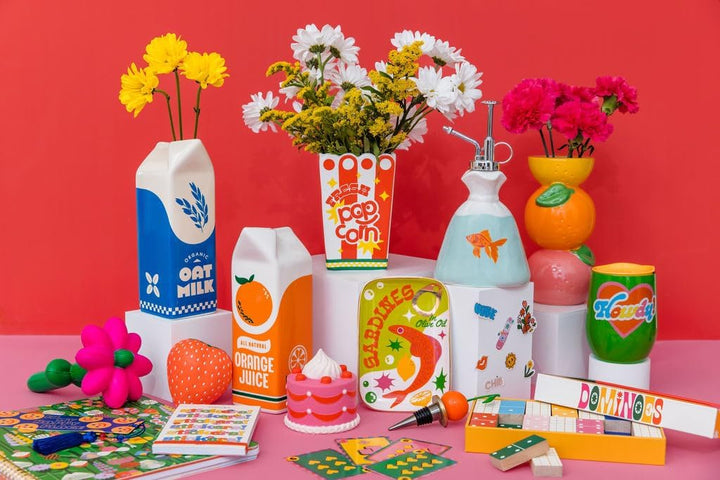 ban.do Dekorative Keramikvase, einzigartige Dekoration für Zuhause/Küche/Büro, gestapelte Zitrusfrüc