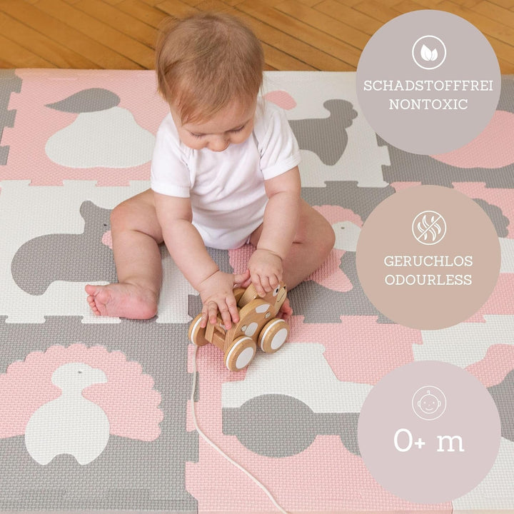 Hakuna Matte Stylische Baby Puzzlematte 1,2 x 0,9 m Bauernhof – 12 Platten 30x30 cm – 20% dickere, w