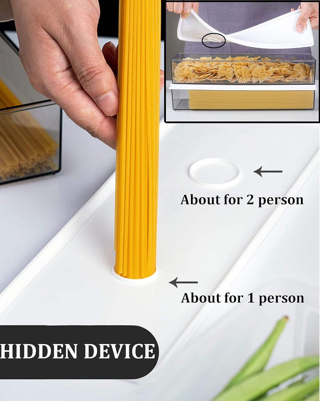 Pastabehälter, Grosser Spaghetti Kanister, 3 Stück Klarer Grauer Rechteckiger Kanister mit Verschlus