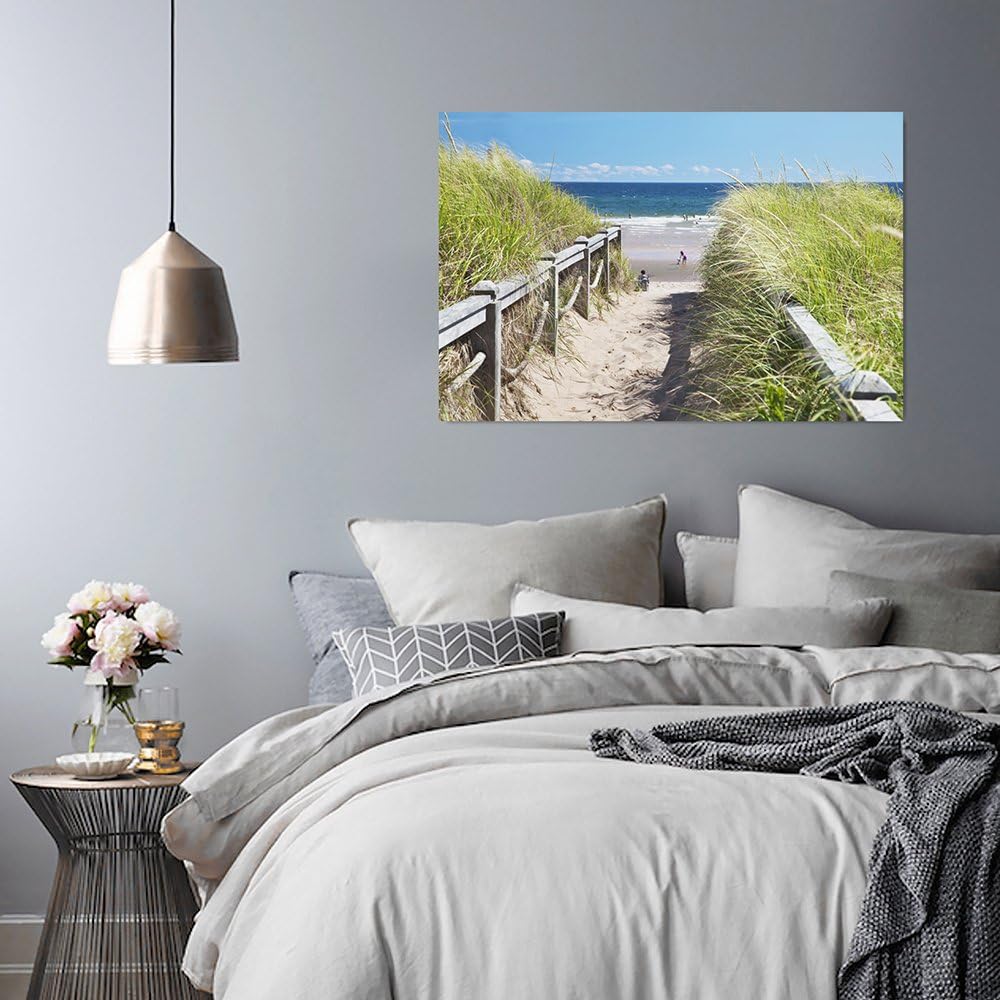 Feeby Frames, Leinwandbild, Bilder, Wand Bild, Wandbilder, Kunstdruck 50x70cm, STRAND WEG, MARINE, S