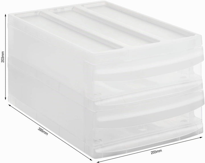 Rotho Systemix Schubladenbox mit 2 Schüben, Kunststoff (PP) BPA-frei, transparent, M Duo (39.5 x 25.