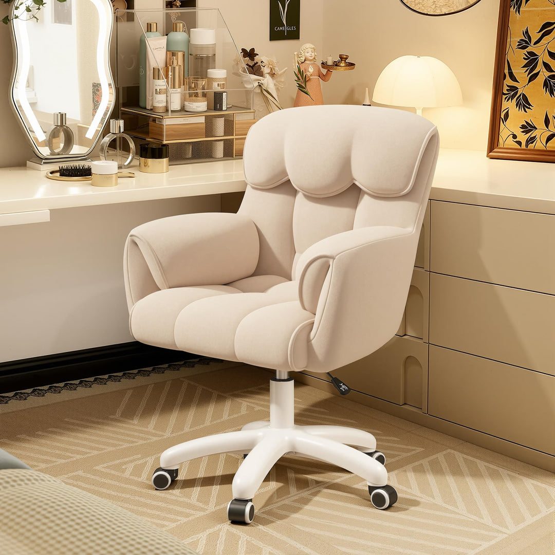Ergonomischer Bürostuhl, Höhenverstellbarer Schreibtischstuhl mit Armlehnen, 360° Drehfunktion, Samt
