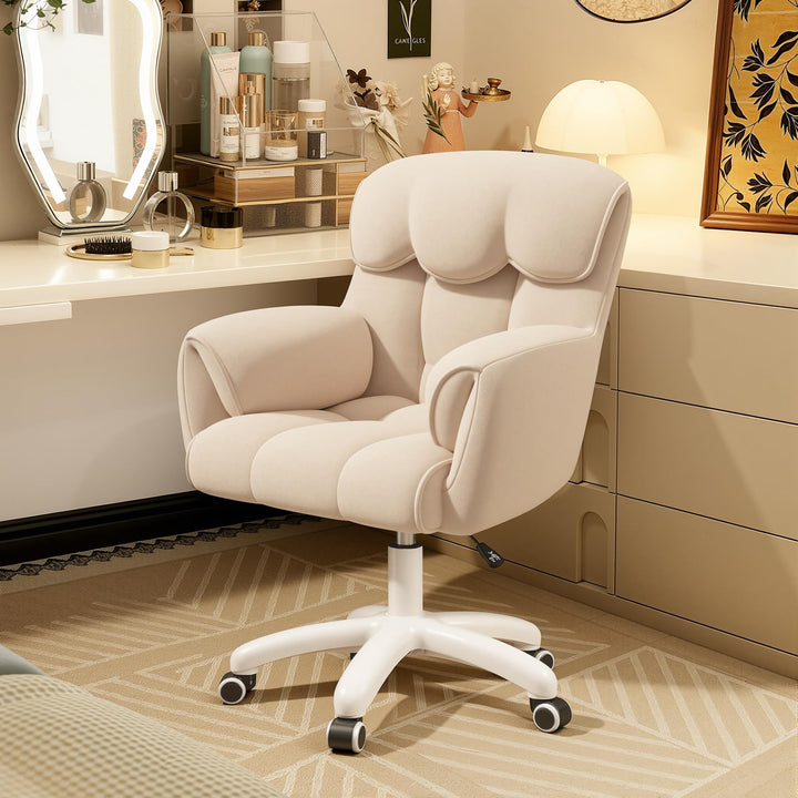 Ergonomischer Bürostuhl, Höhenverstellbarer Schreibtischstuhl mit Armlehnen, 360° Drehfunktion, Samt
