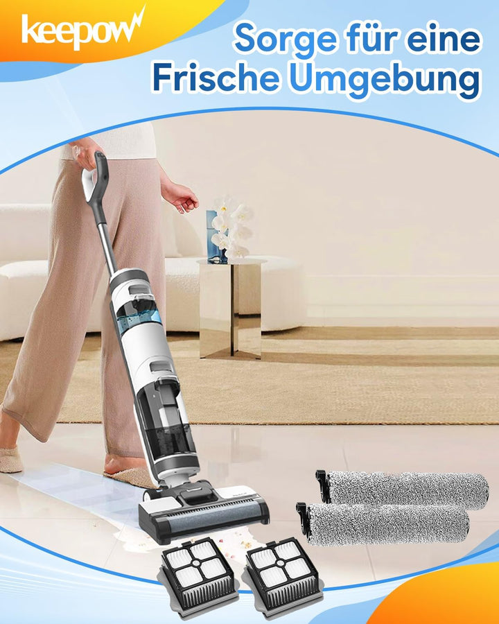 KEEPOW 4 Zubehörset Passend mit Tineco iFloor3 und Floor One S3 Nass-und Trockensauger, 2 HEPA-Filte