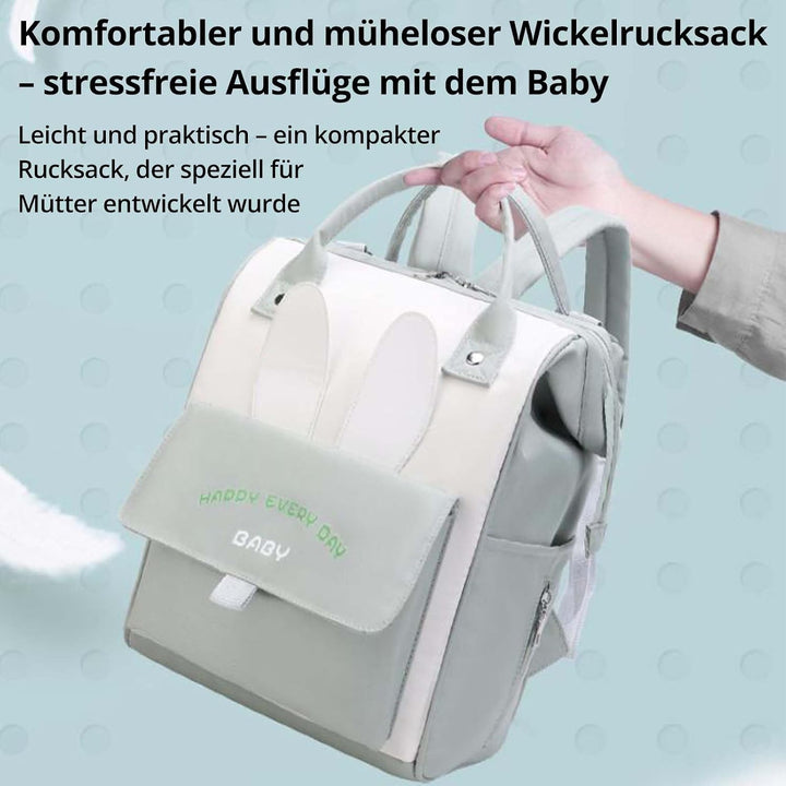 Wickeltasche Rucksack, Multifunktionaler Windelrucksack mit Kinderwagen-Clips, Geräumiger Wickelruck