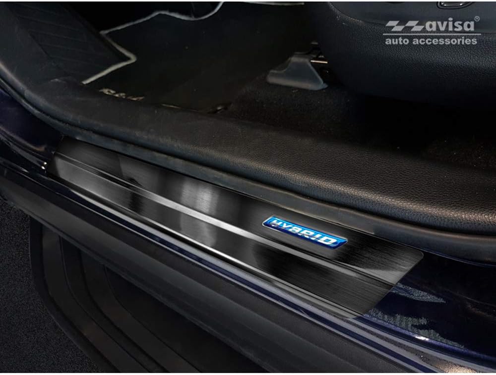 Black INOX Door sill Protectors Compatible with Toyota RAV4 (5th Gen.) 2018- & Suzuki Across 2020- -