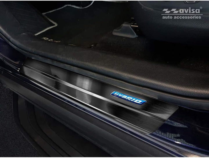 Black INOX Door sill Protectors Compatible with Toyota RAV4 (5th Gen.) 2018- & Suzuki Across 2020- -