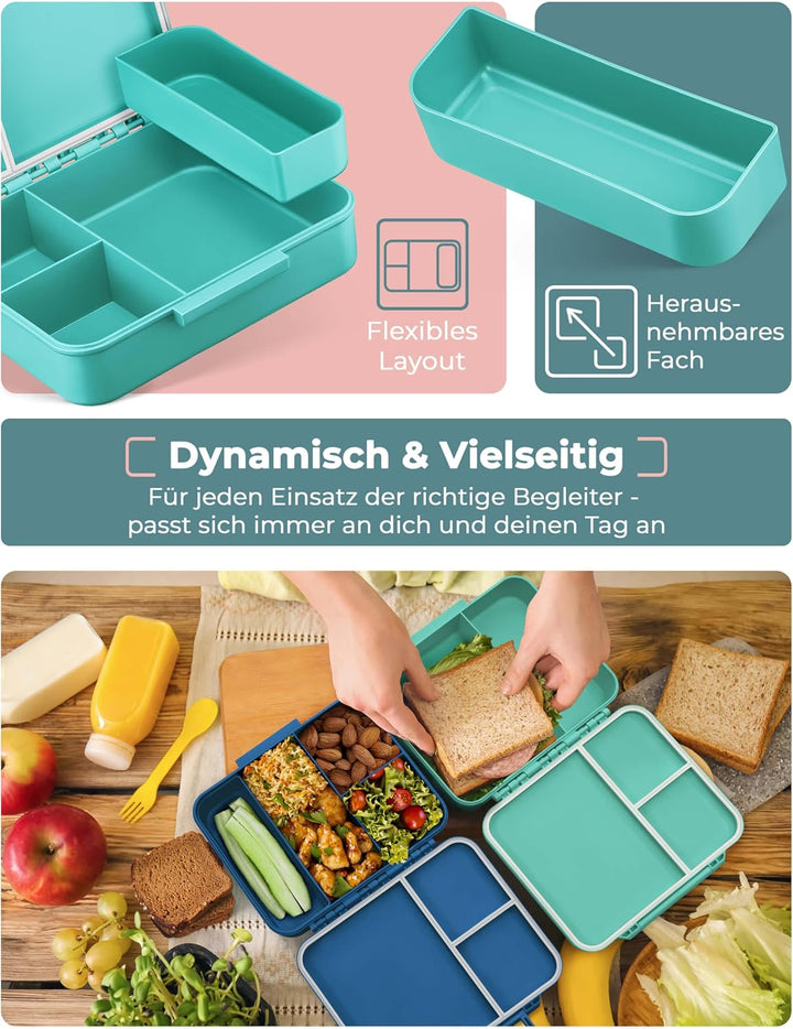 My Vesperbox® Brotdose für Kinder mit Fächern Liv [MADE IN GERMANY] - Lunchbox mit Trennfächern - Be