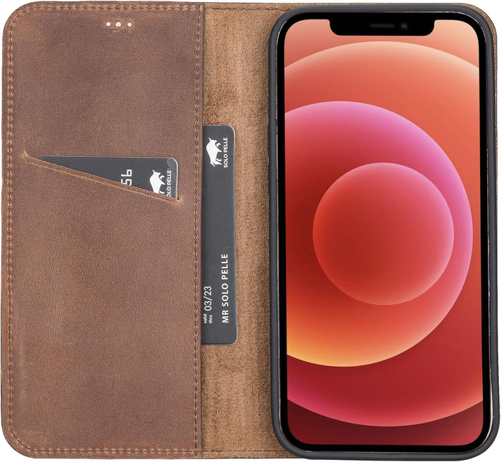 Solo Pelle aufklappbare Lederhülle kompatibel für iPhone 12 Pro Max in 6.7 Zoll inkl. 1 Kartenfach f