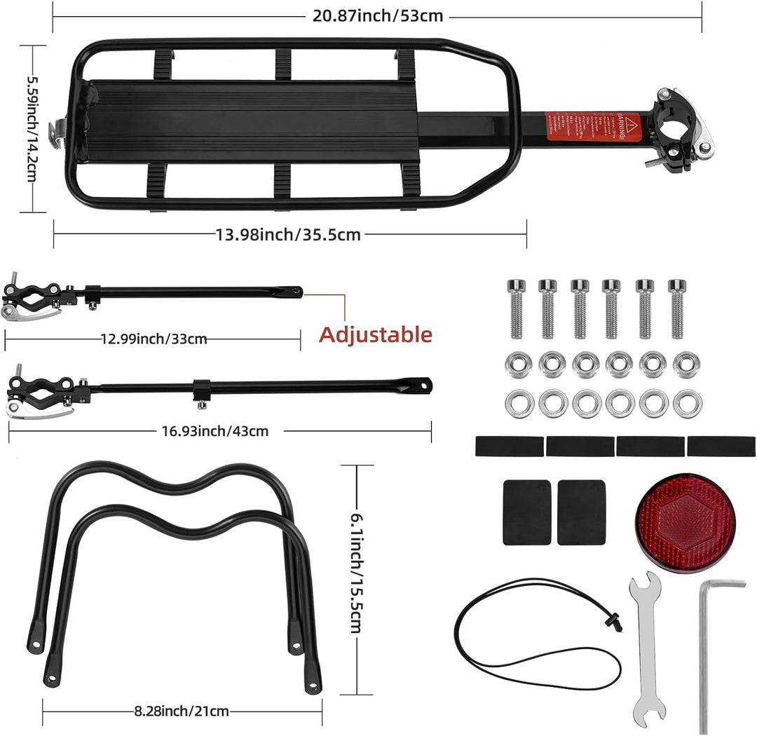 ROCKBROS Fahrrad Gepäckträger Mountainbike Gepäckträger Schnellspanner mit Reflektor 24-29 Zoll mit/