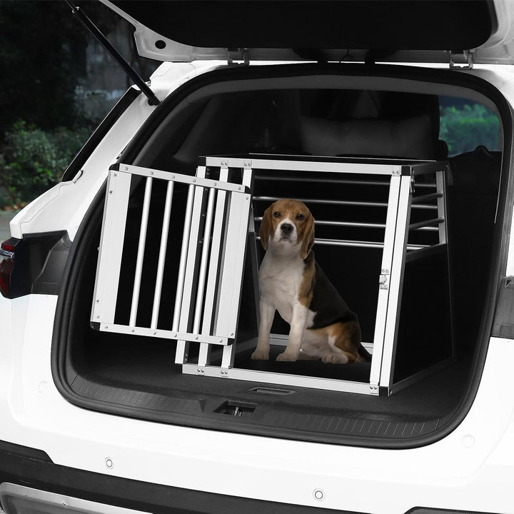 EUGAD Hundetransportbox Alubox Reisebox Autobox für kleine Hunde Beagle, Französische Bulldogge, kle