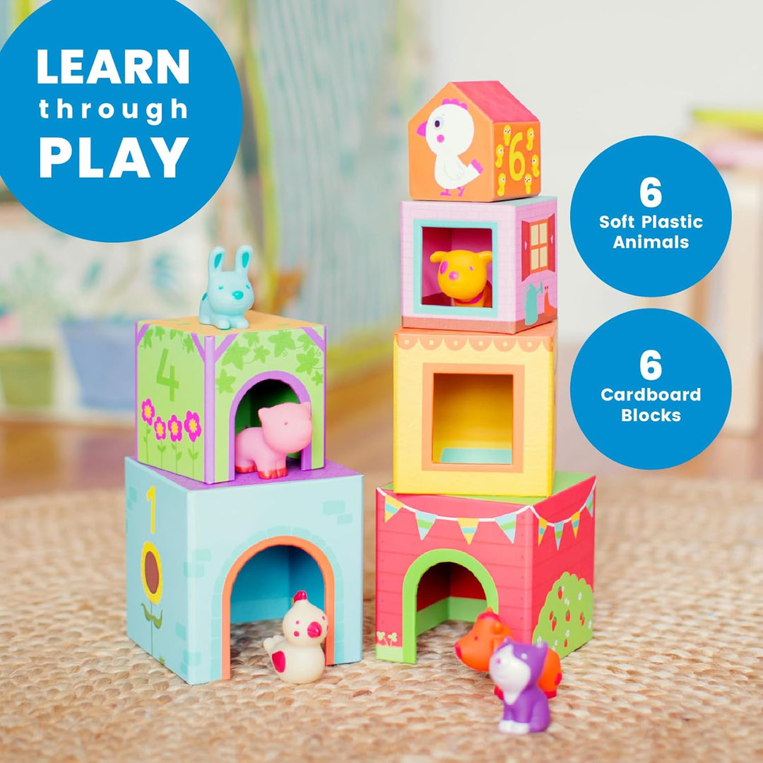 Djeco DJE-108 23482 Stapelspielzeug Stapelwürfel: Topanifarm, 18M+ Mehrfarbig, Mehrfarbig
