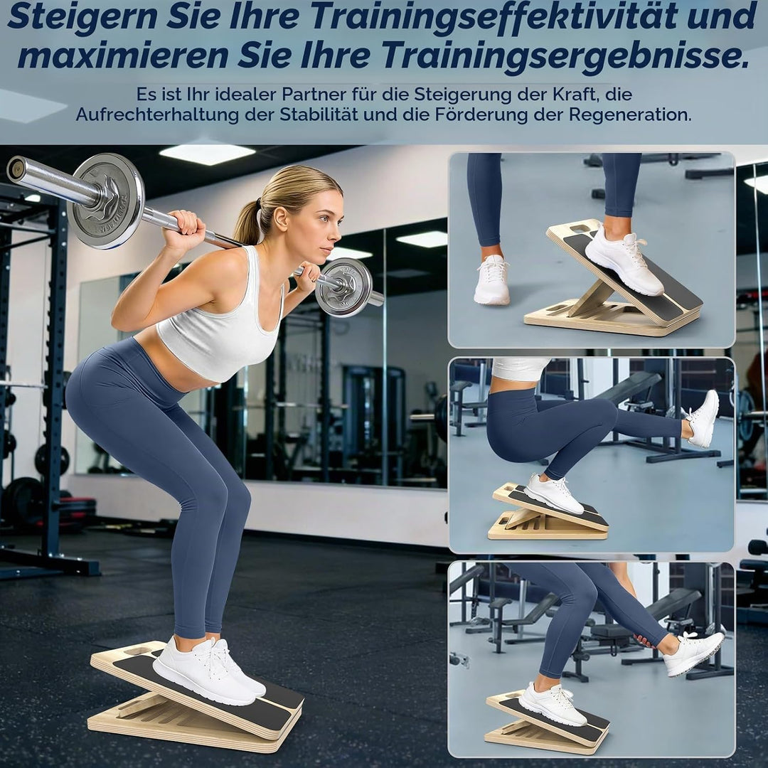 Wadendehner Schrägbrett aus Holz, Slant Board mit 5 Neigungswinkel, Professionelles Wadendehner für