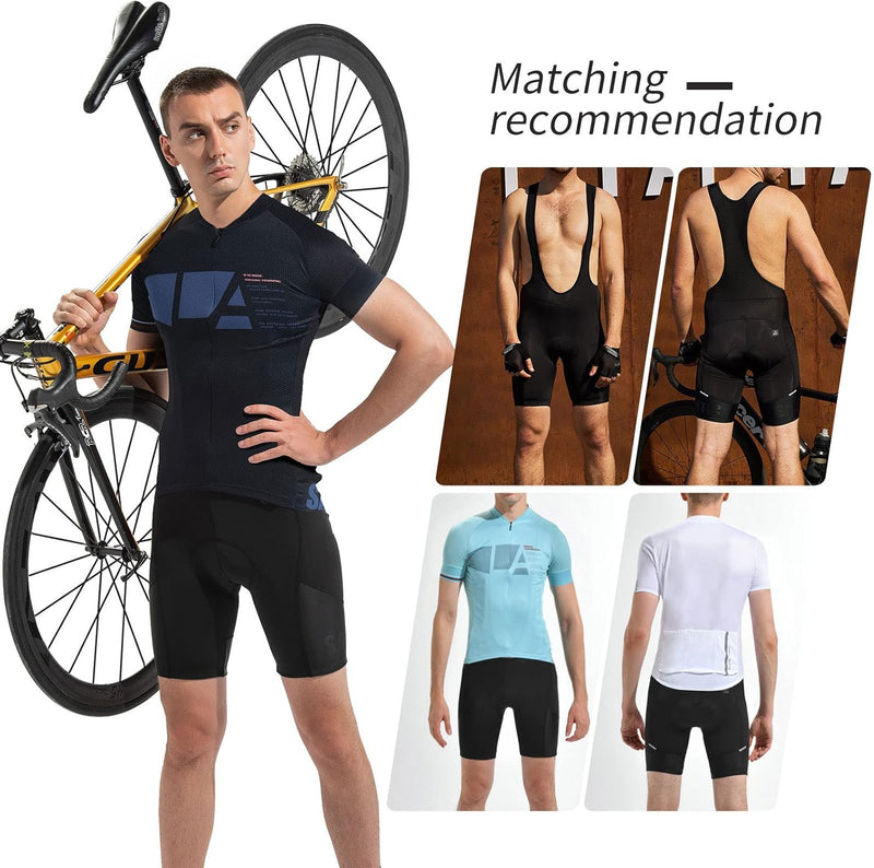 Santic Trägerhose Fahrrad Herren Kurz Sitzpolster Bib Shorts Hosen Rennrad Gepolstert Radlerhose Pol
