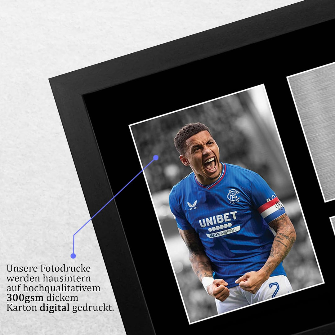 HWC Trading FR A4 James Tavernier Rangers Gifts Autogramm-Bild für Fans und Fans, gerahmt, A4 (gerah