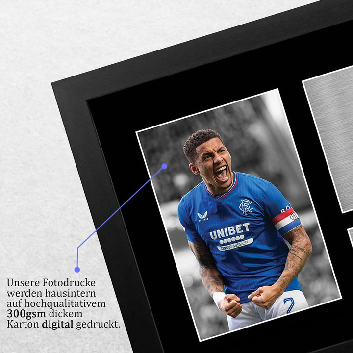 HWC Trading FR A4 James Tavernier Rangers Gifts Autogramm-Bild für Fans und Fans, gerahmt, A4 (gerah