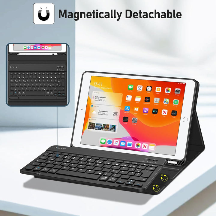 Fintie Tastatur Hülle für iPad 10.2 Zoll (9/8/ 7 Generation - 2021/2020/2019), Soft TPU Rückseite Ge