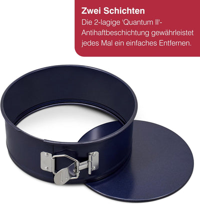 Zyliss E980194 Springform, Antihaftbeschichtung, Carbonstahl, Dunkelblau, Flachboden, kleine Kuchenf