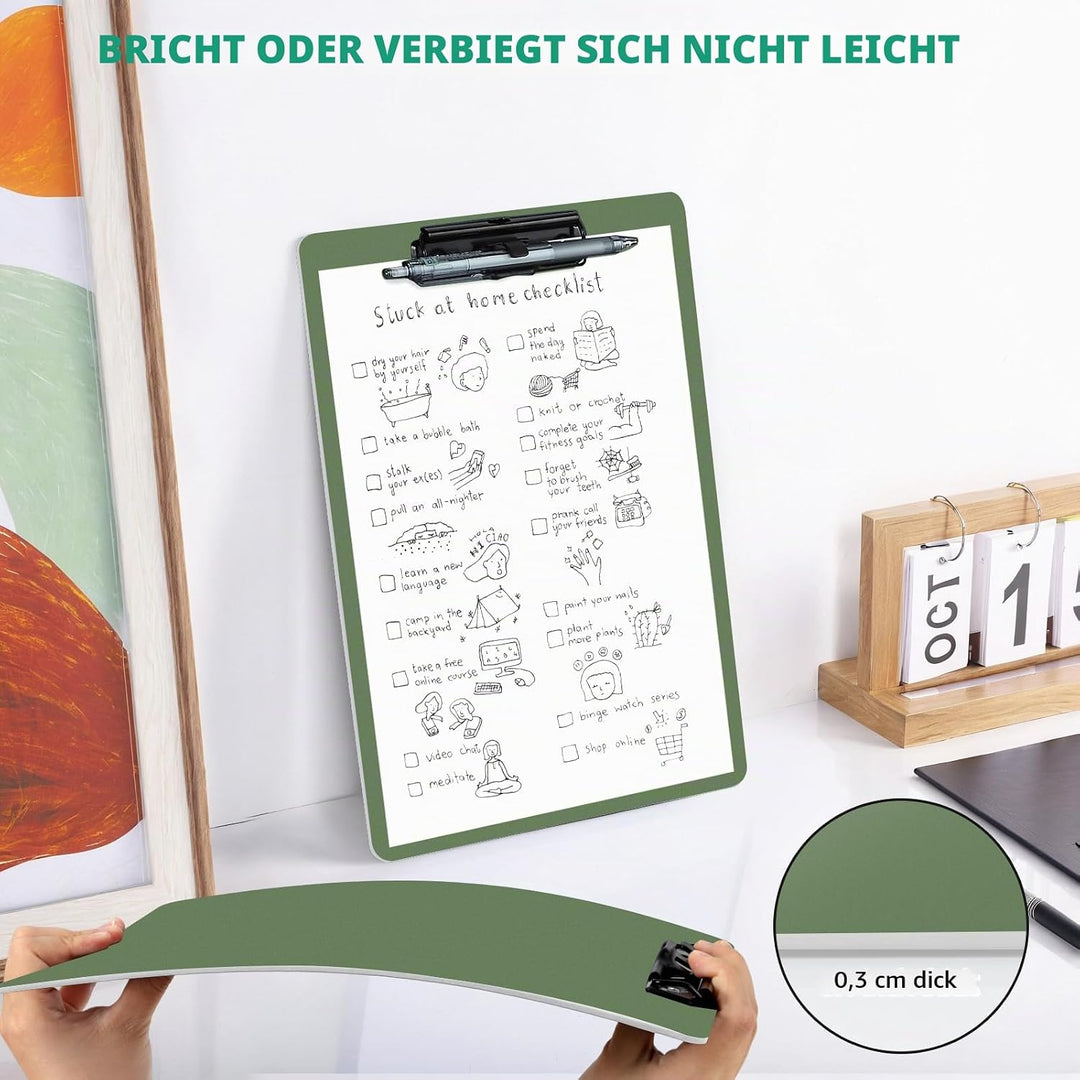 Klemmbrett A4, 6er Klemmbretter mit Stifthalter, Kunststoff Klemmmappe A4, Clipboard zum Aufhängen,