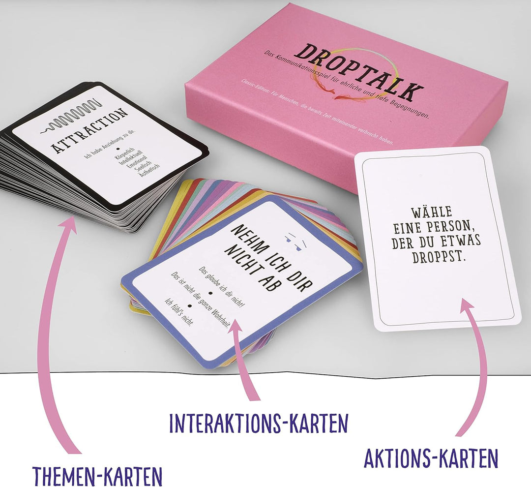 Droptalk, Fragespiel mit Neuem Konzept für Erwachsene, Gespräche für Echte Begegnung und Tiefe Verbu