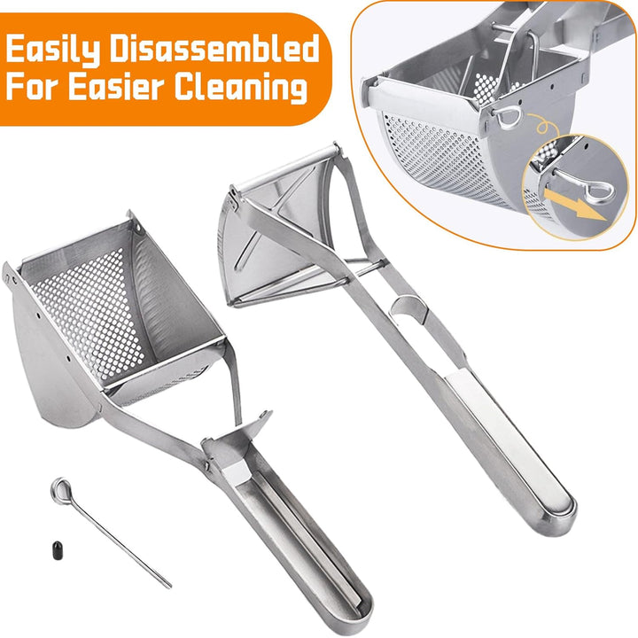 Kartoffelpresse Edelstahl mit Komfortgriff, Grosses Loch Kartoffelstampfer, Spätzlepresse, Einfache