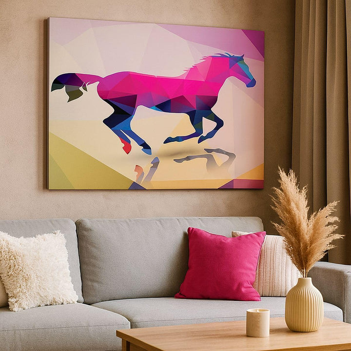 Bilder auf Leinwand Pferd Tiere Geometrie Diamant Leinwandbild 70x50cm Wandbilder Dekoration Wohnzim