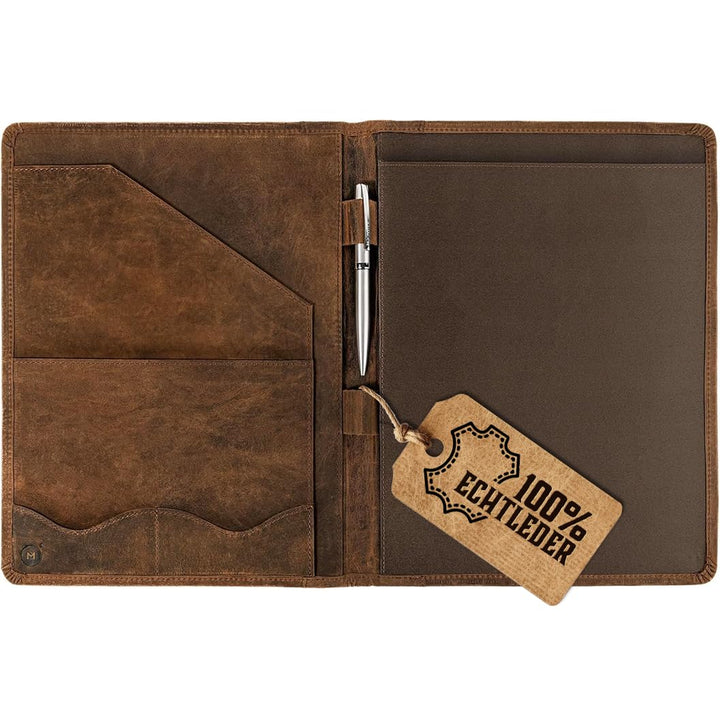 Moonster Professional Portfolio aus Leder Dokumentenmappe A4 - Schreibmappe A4 Format mit Luxus Stif