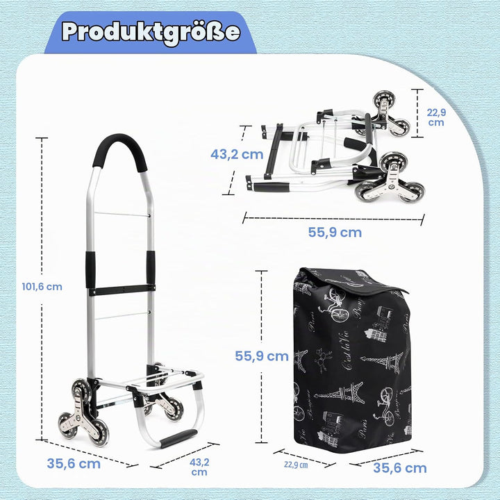 Einkaufswagen mit stabilem Aluminiumrahmen und Abnehmbarer wasserdichter Segeltuchtasche - Der ideal
