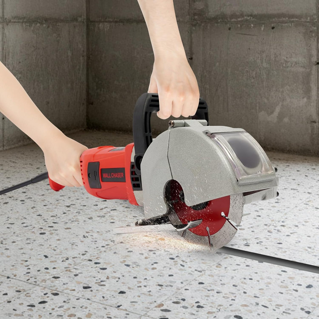 Wandfräse 1300W 6000U/min Mauernutfräse Beton mit Wasserpumpe (121mm) | 1200-1300W, Schnitttiefe/-br